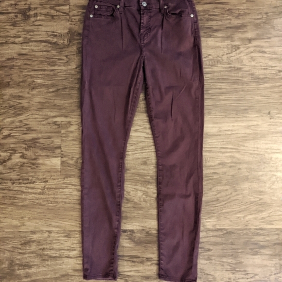 7 for all mankind Maroon Skinny Jeans Size 26 - Picture 2 of 9
